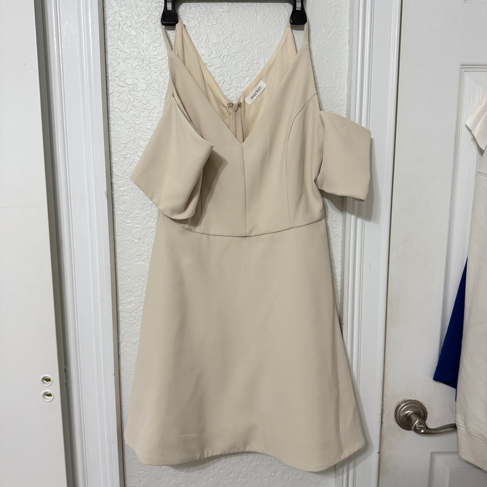 Arket Cream Ruffled Cold Shoulder Mini Dress